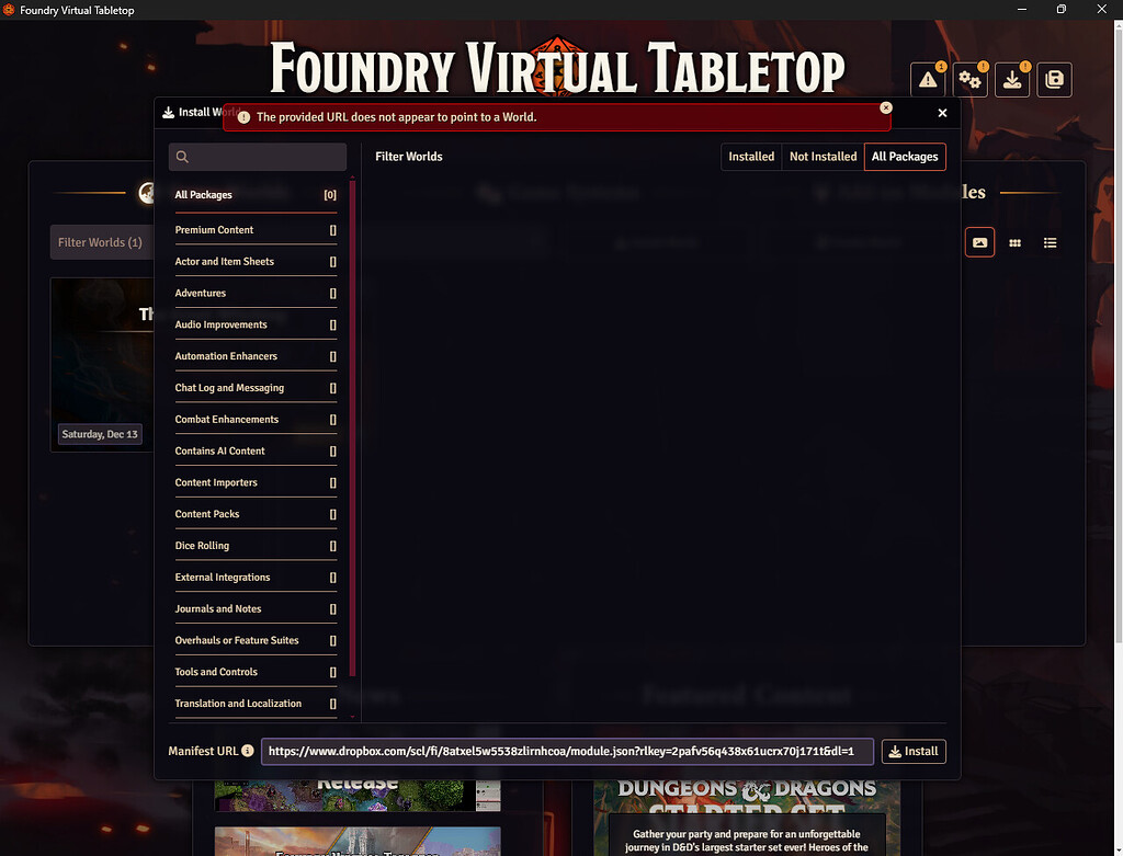 Can't Load World URL's - Help - The Forge