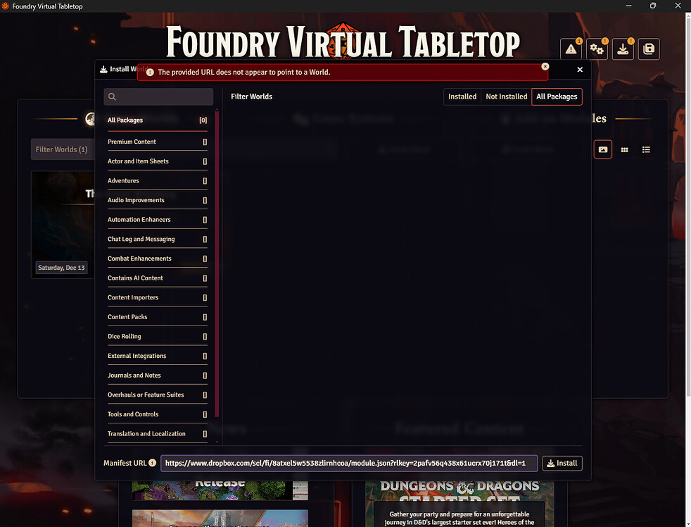 Can't Load World URL's - Help - The Forge